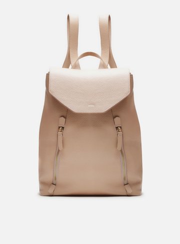 Mochila Nude Couro Grande Bolsos