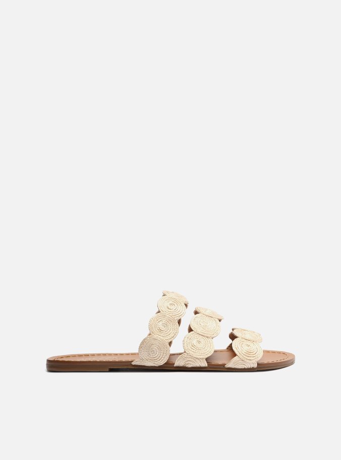 Rasteira Off-White Tiras Bordadas