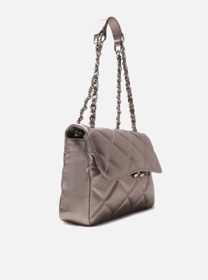 Bolsa Tiracolo Dourada Couro Mizz Média New Titanium
