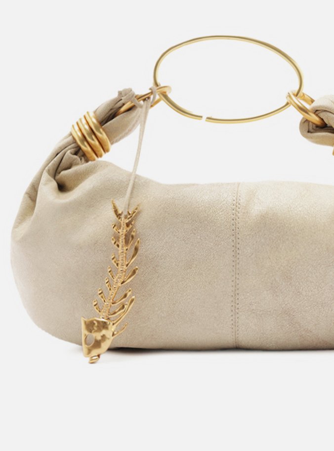 Bolsa Tiracolo Branca Couro Média Metais