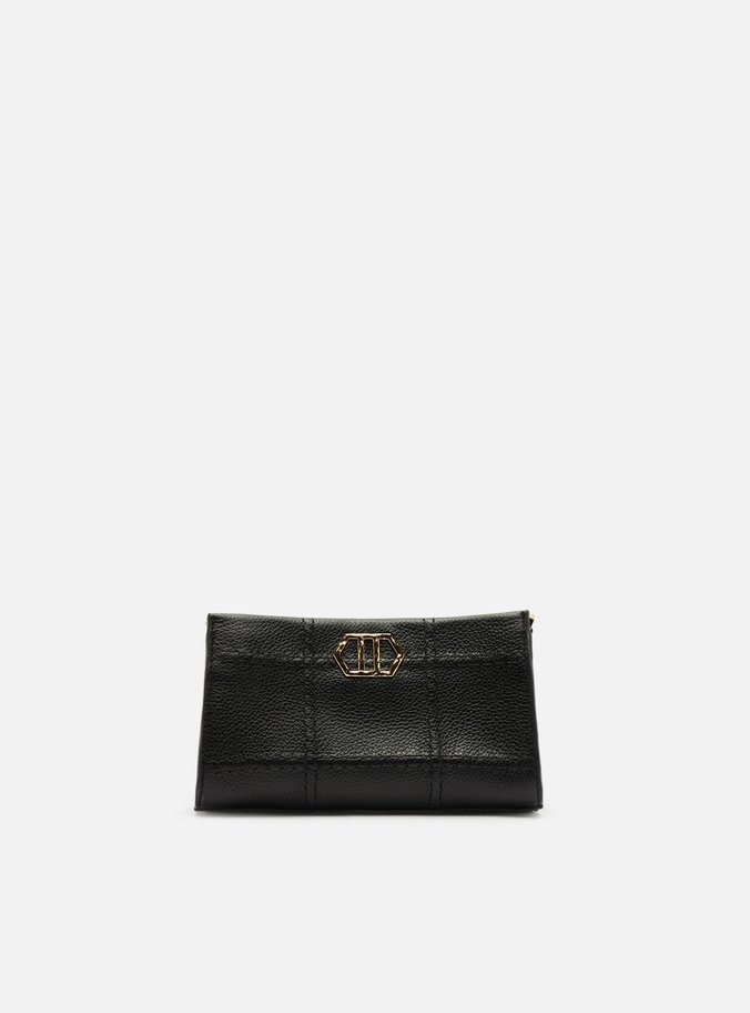 Bolsa Tiracolo Preta Couro Pequena Costuras