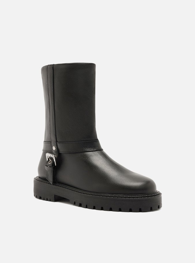 Bota Preta Tratorada Couro 
