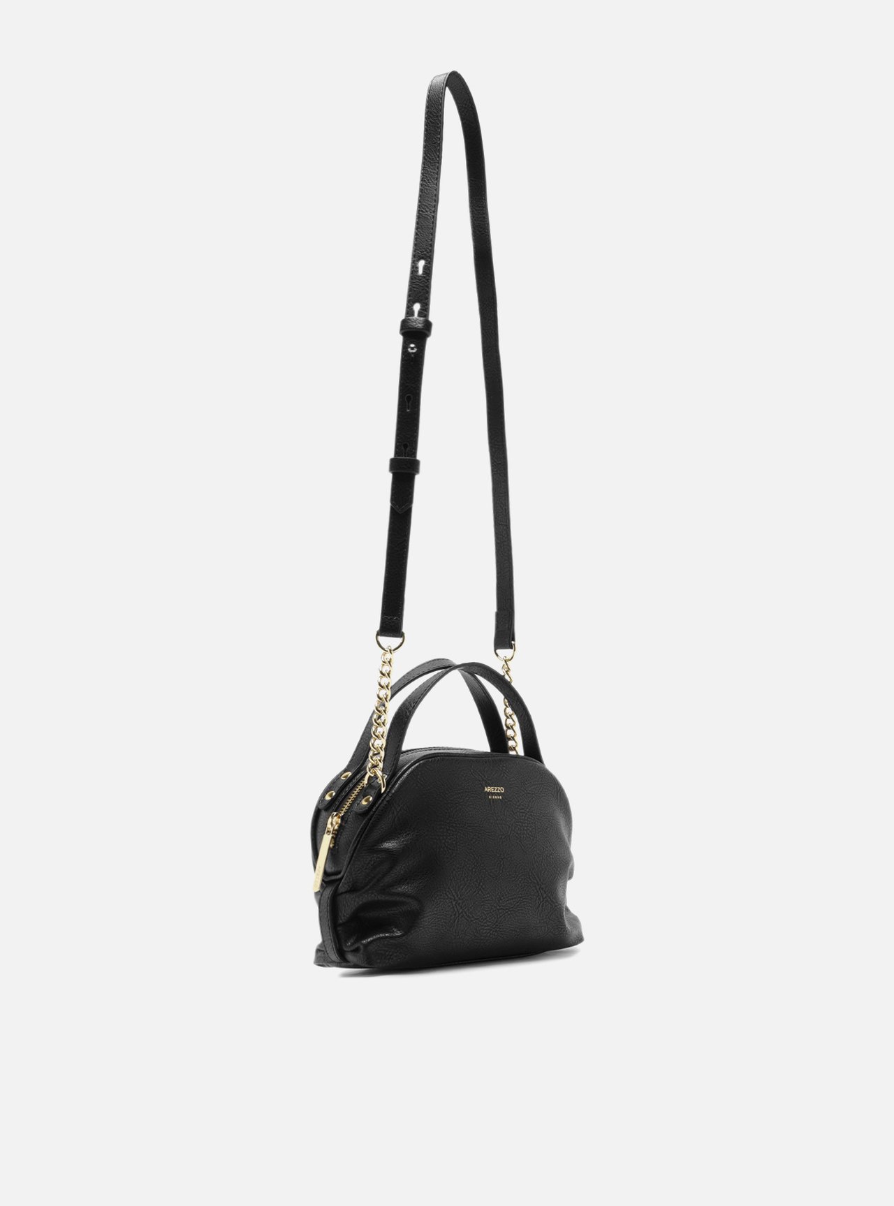 Bolsa Tiracolo Preta Pequena Corrente Dourada — foto 5