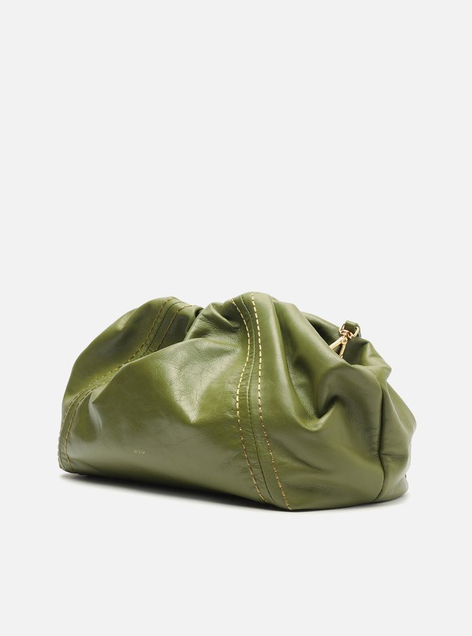 Bolsa Tiracolo Verde Couro Grande Metal