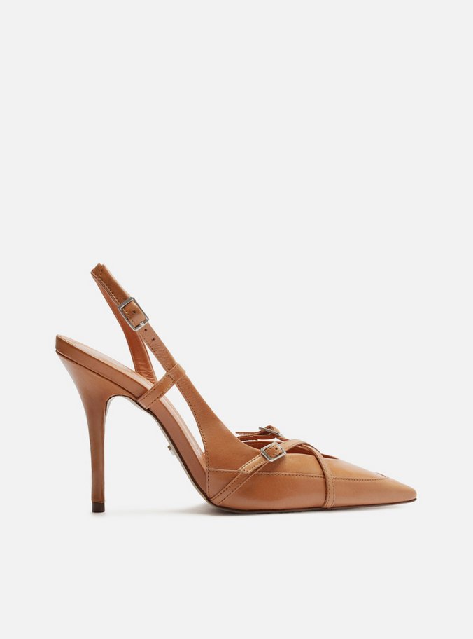 Scarpin Caramelo Couro Salto Alto New Amélia