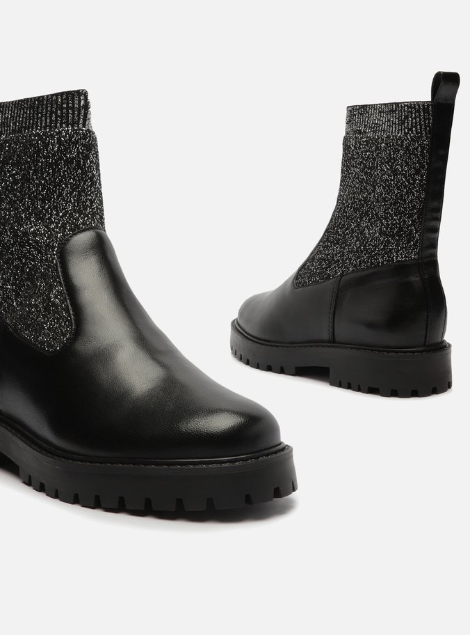 Bota Infantil Preta Cano Médio Knit