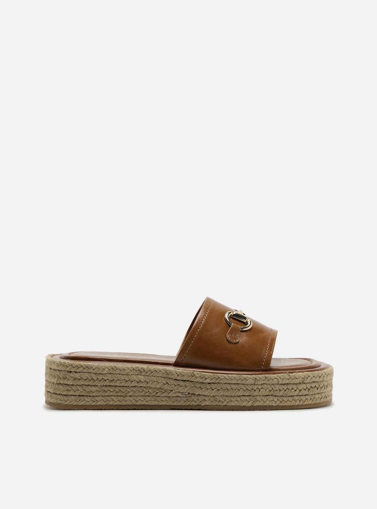 Tamanco Marrom Couro Flatform Corda Bridão — foto 1