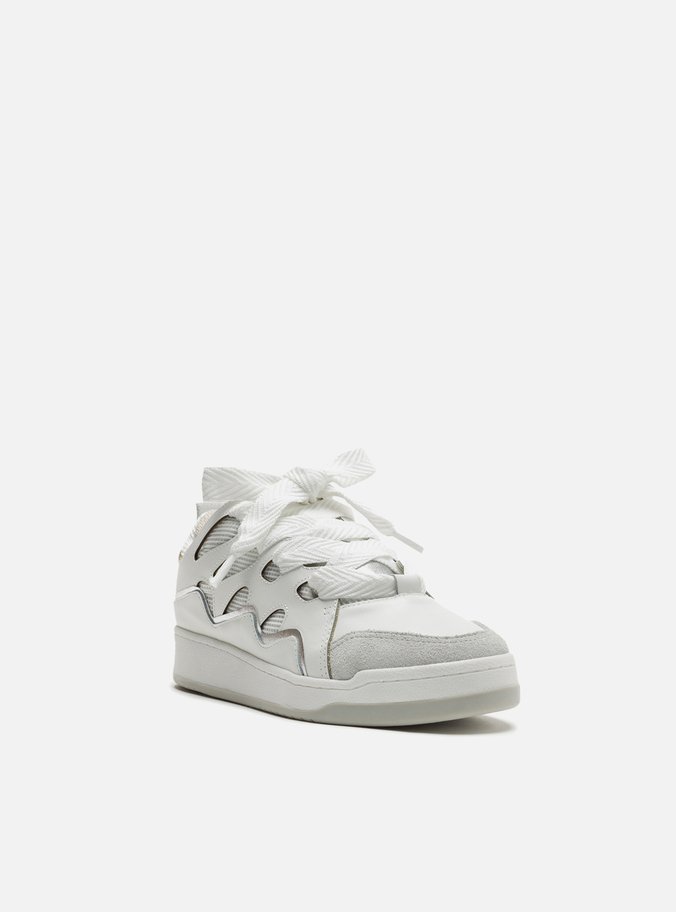 Tênis Branco Multimaterial Bico Redondo Curve