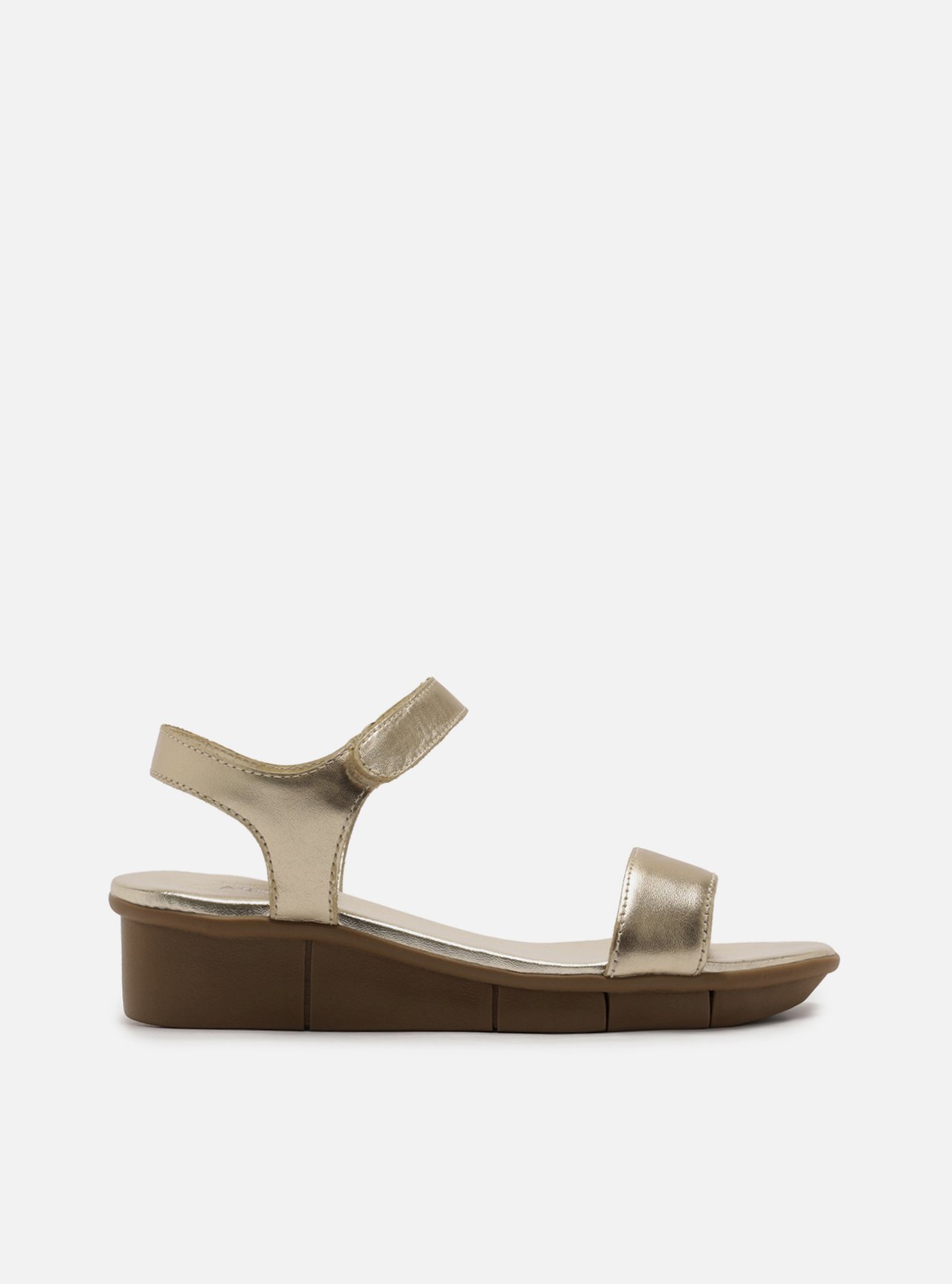Sandália Dourada Couro Flatform Comfort — foto 1