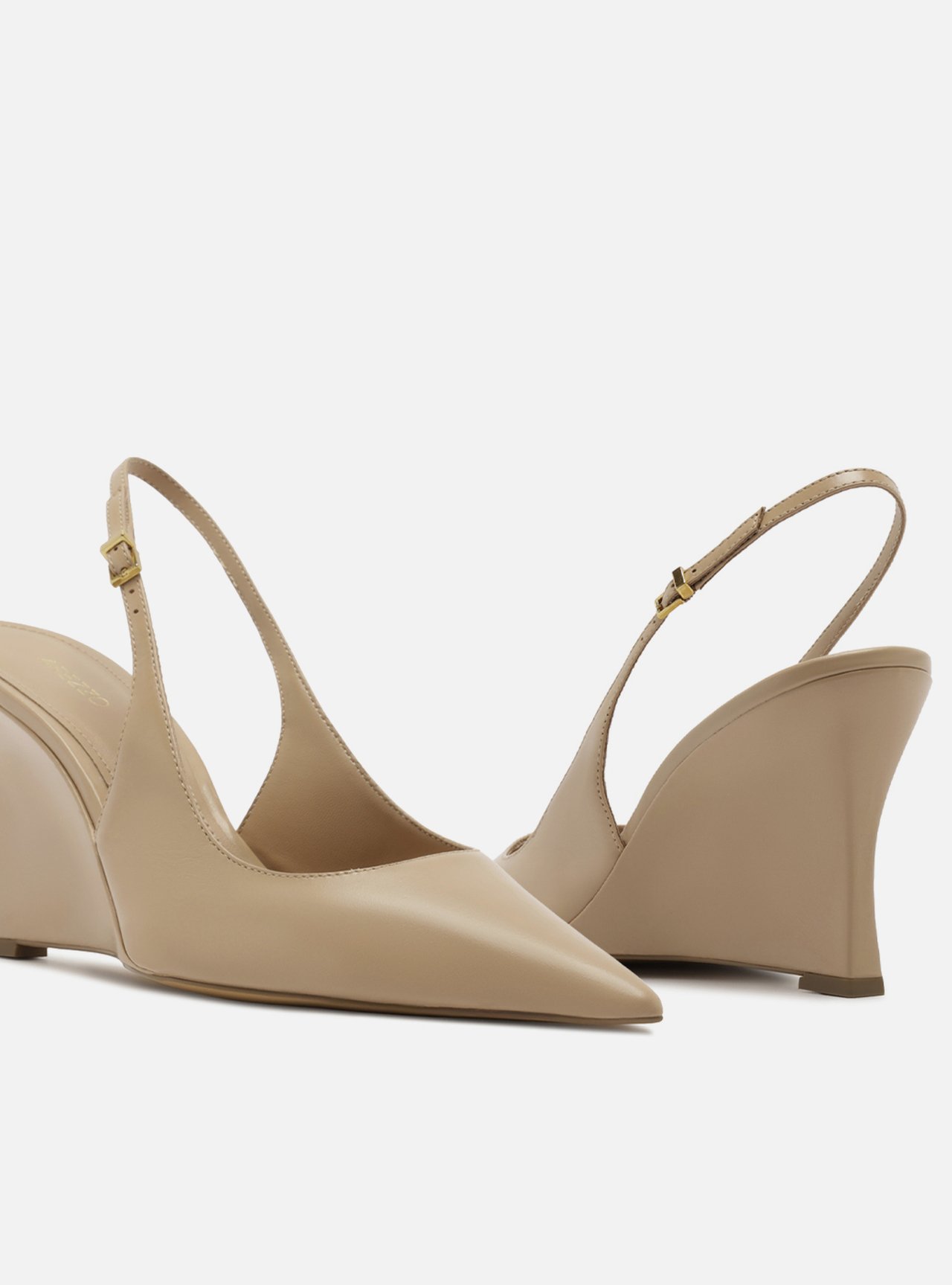 Scarpin Bege Couro Salto Alto Anabela Slingback — foto 4