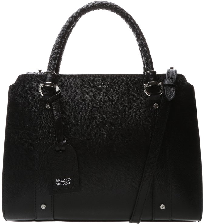 Bolsa Couro Tote Grande Piazza Preta