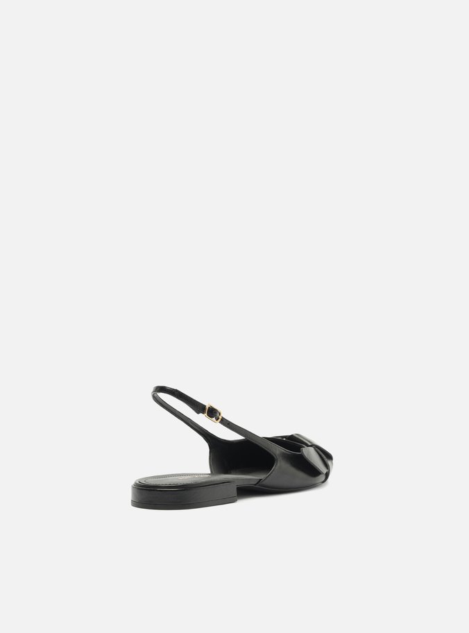 Sapatilha Preta Bico Fino Slingback