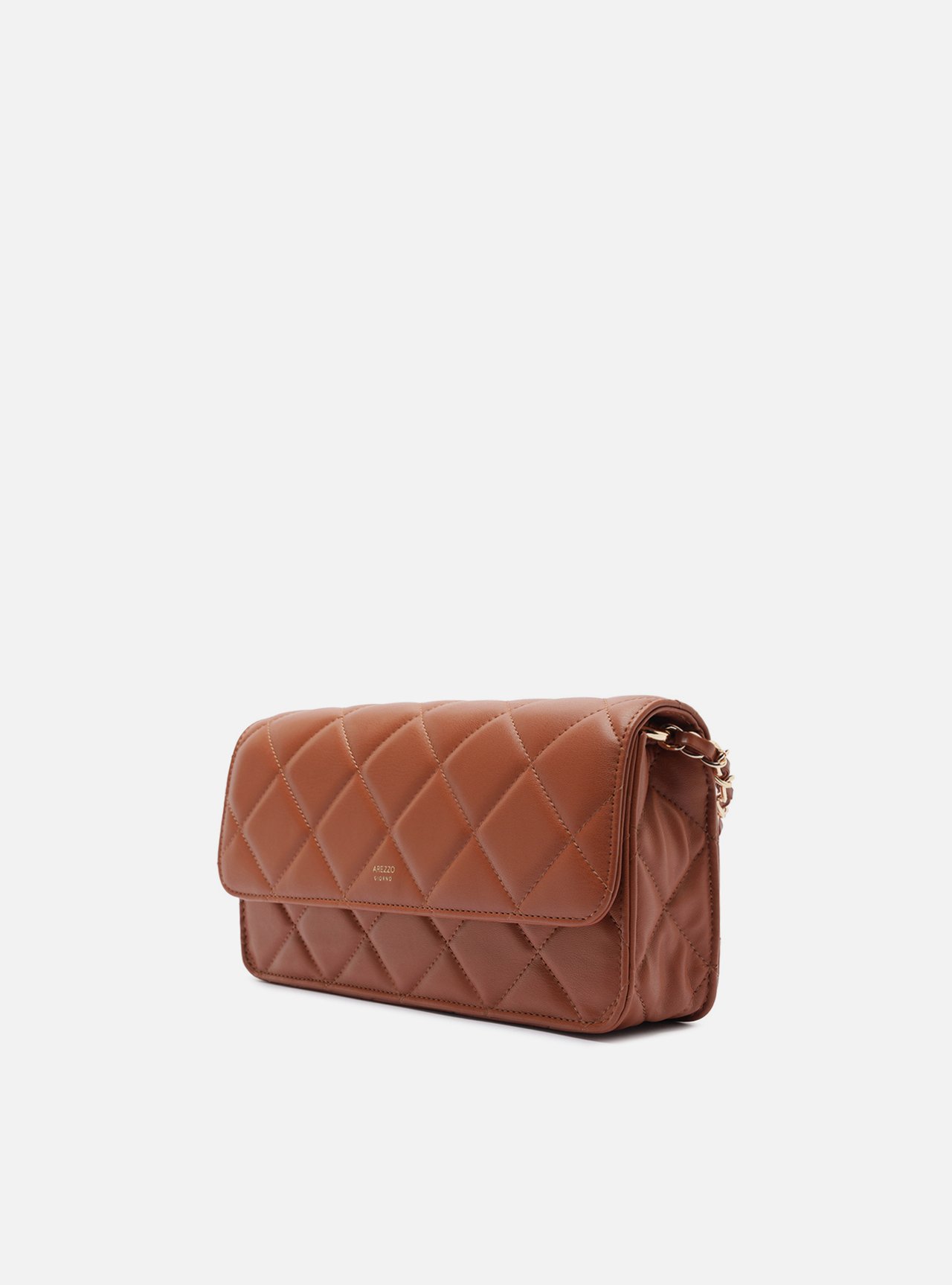 Bolsa Tiracolo Marrom Média Matelassê Corrente — foto 2