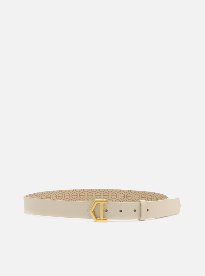 Cinto Off-White Couro Largo Fivela A