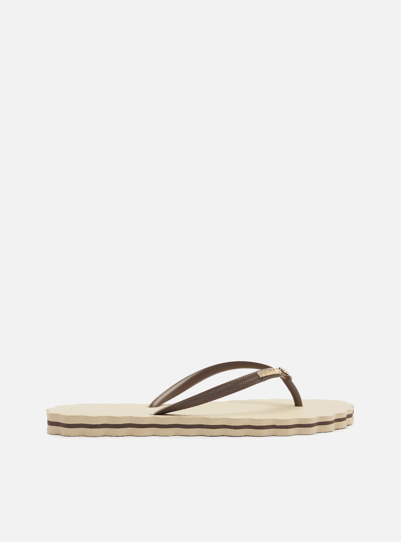 Chinelo de Dedo Marrom Flatform Metais Brizza — foto 3