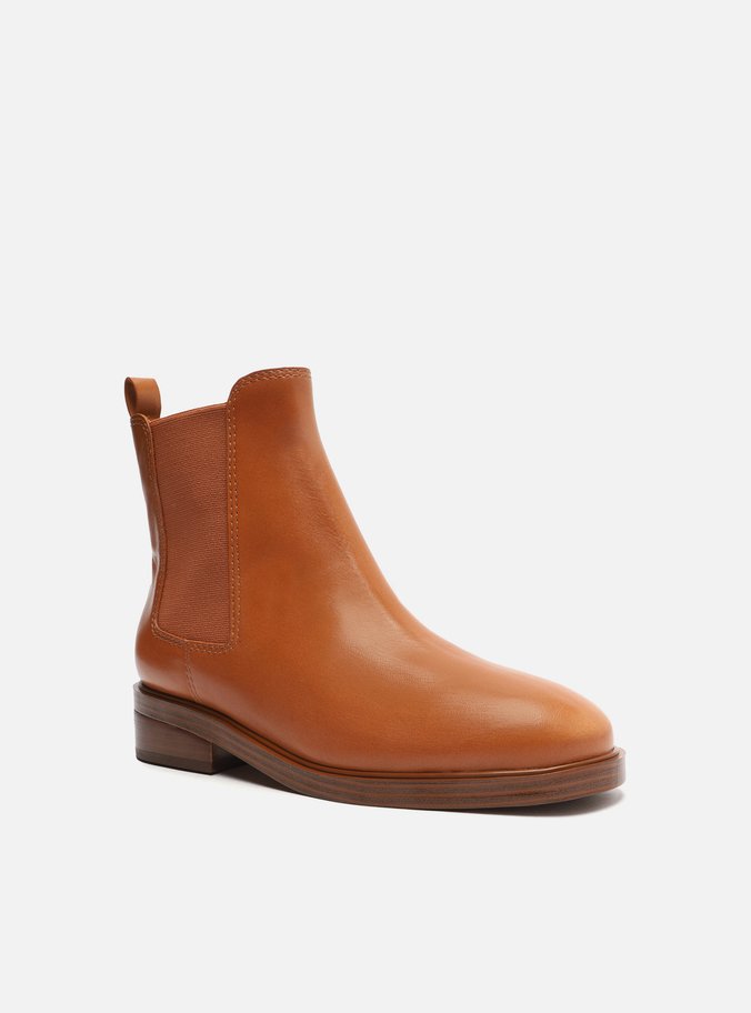 Bota Chelsea Marrom Couro Cano Curto Elástico