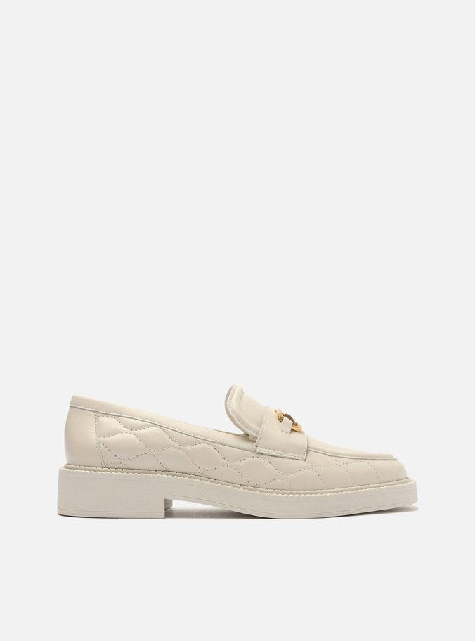 Mocassim Branco Couro Matelassê Clara