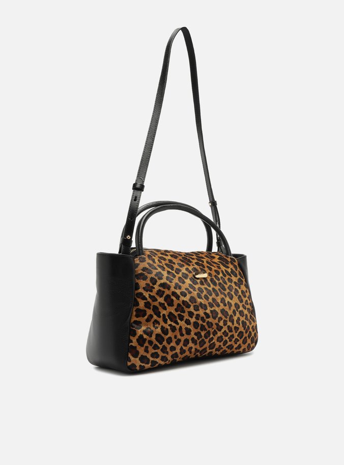 Bolsa Tote Animal Print Couro Grande Tag Metal