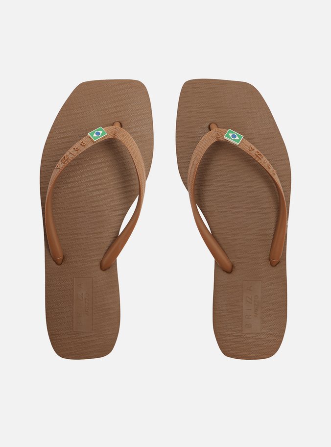 Chinelo de Dedo Marrom Básico Square Bandeira Brizza