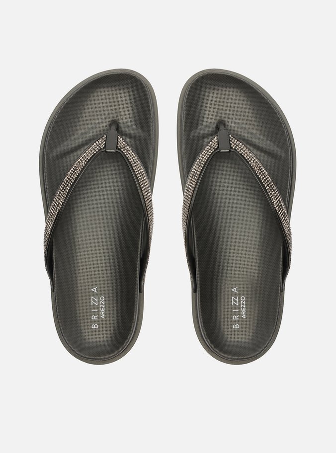 Chinelo de Dedo Preto Strass Lara Brizza