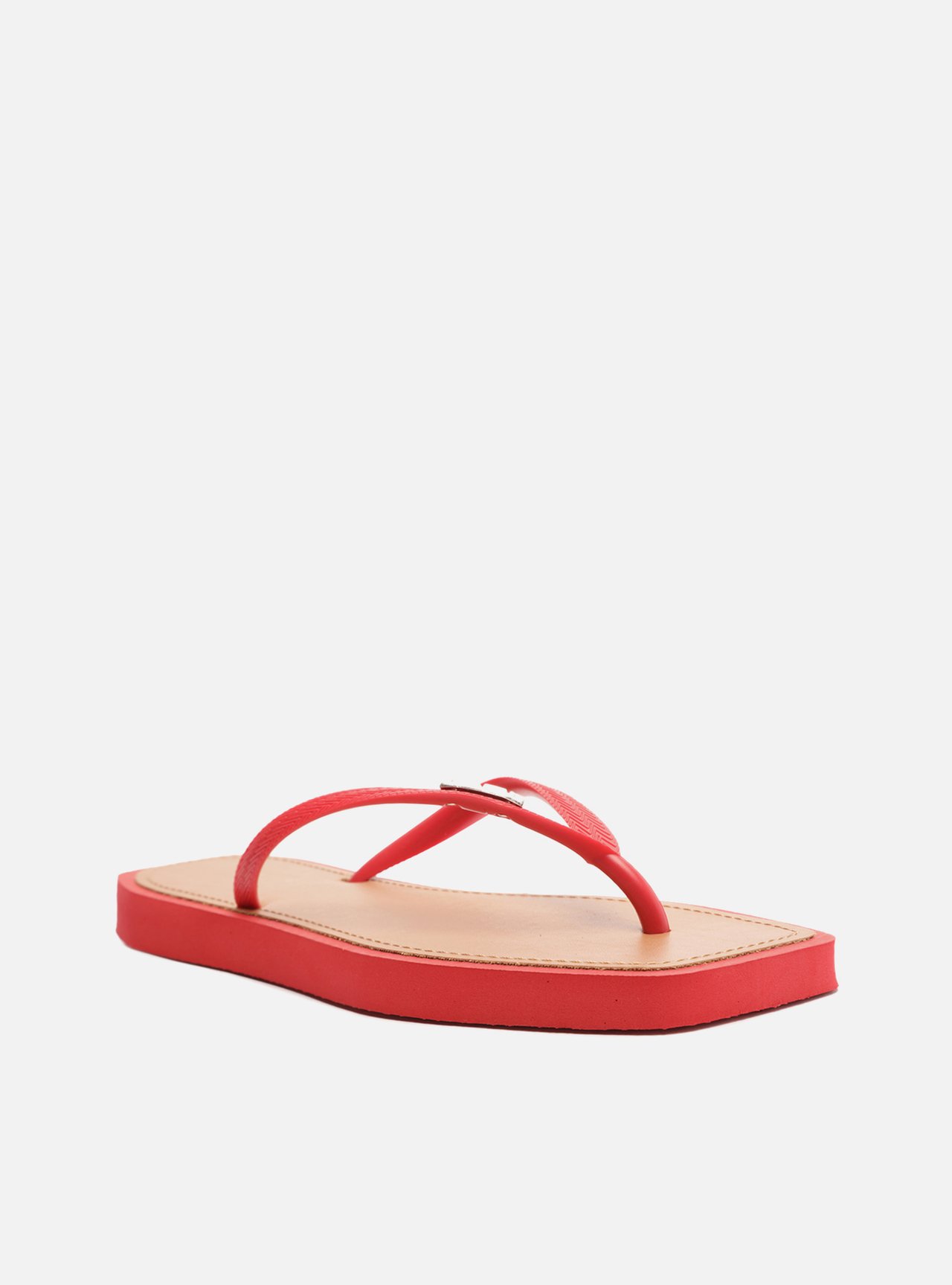 Chinelo de Dedo Vermelho Square Palmilha Marrom — foto 2
