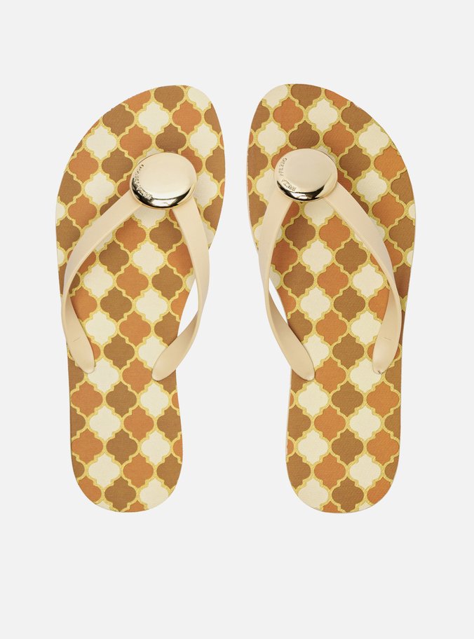 Chinelo de Dedo Branco Estampa Marrocos Metal
