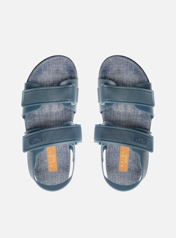 Sandália Papete Azul Denim Velcro Liz Brizza