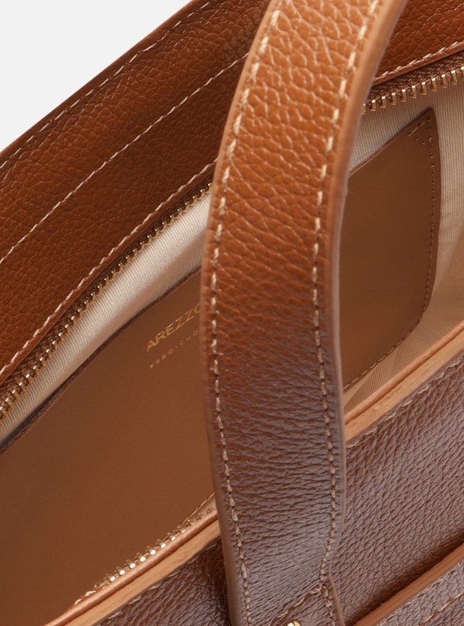 Bolsa Tote Marrom Couro Grande Fivelas