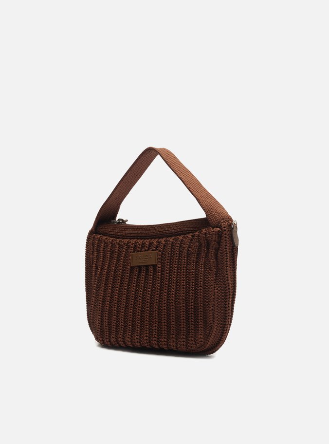 Bolsa Tiracolo Crochê Marrom Pequena
