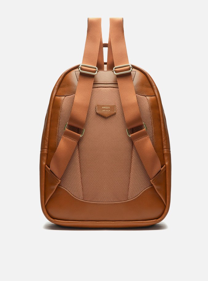Mochila Marrom Couro Grande Bolso Frontal