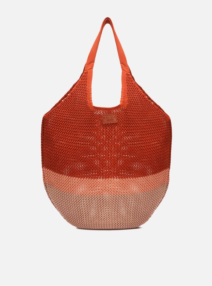 Bolsa Shopping Laranja Colorida Crochê Grande