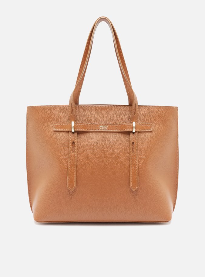 Bolsa Shopping Marrom Grande Alças Metais