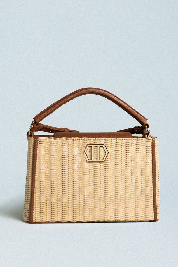 Bolsa Tote Marrom Couro Média Palha
