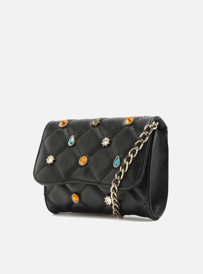 Mini Bag Preta Couro Mizz Stones New