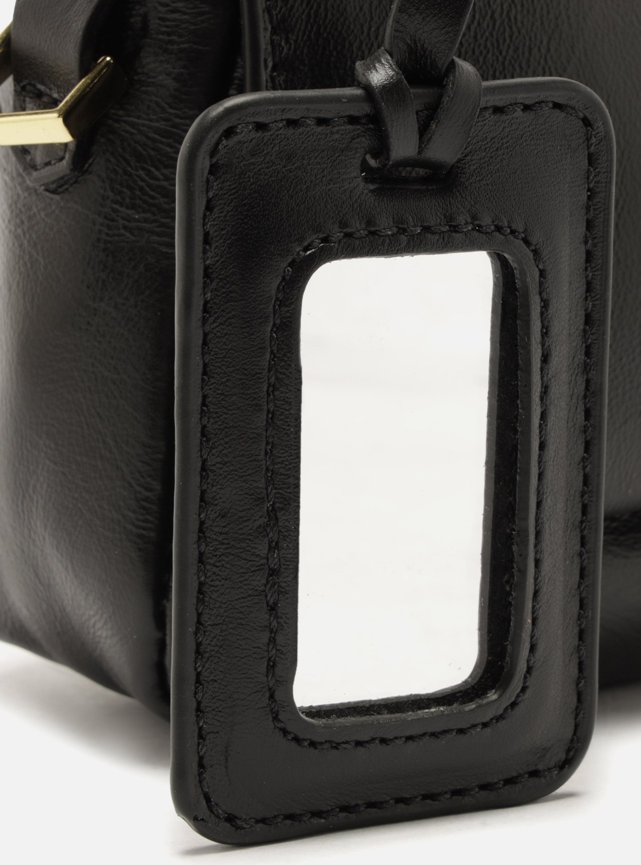 Bolsa Tiracolo Preta Couro Pequena — foto 6