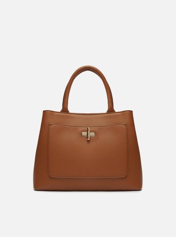 Bolsa Tote Marrom Média Fecho Metal