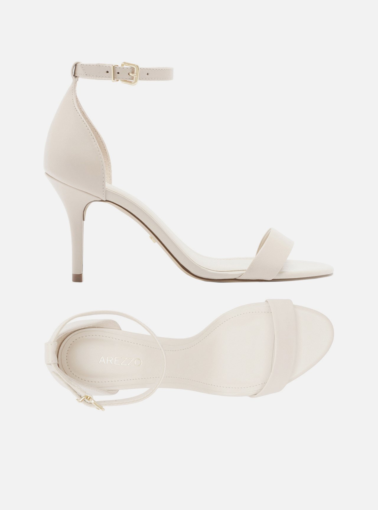 Sandália Off-White Couro Salto Médio Fino — foto 6