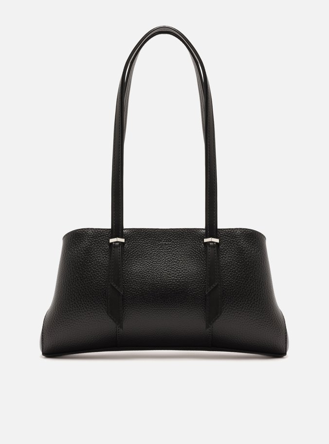 Bolsa Shoulder Preta Texturizada Grande Alças Duplas