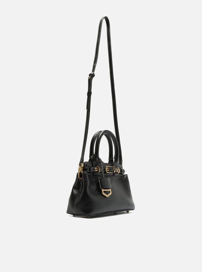 Bolsa Tote Preta Couro Pequena Bag Charm Victória