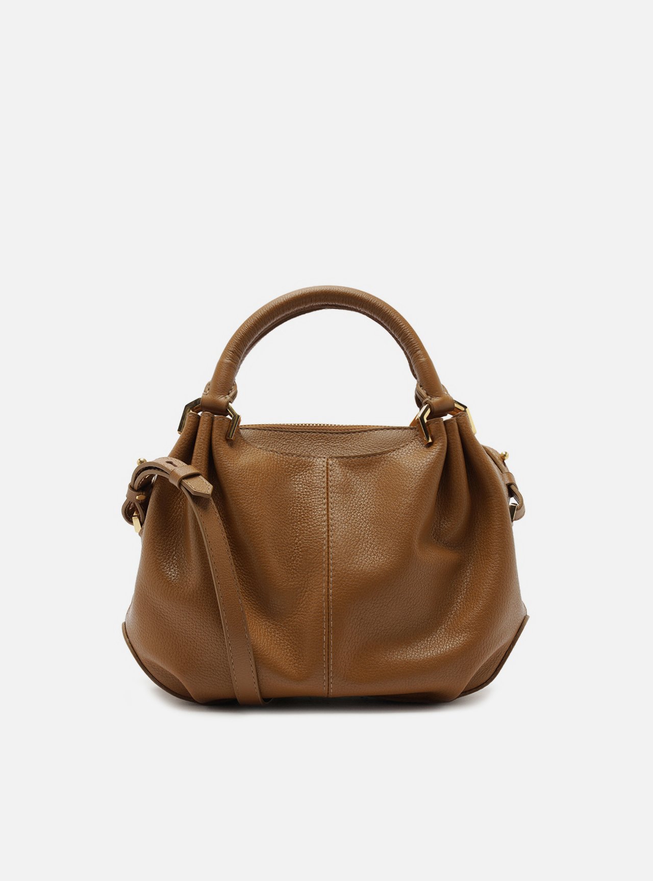 Bolsa Tiracolo Marrom Couro Média — foto 3
