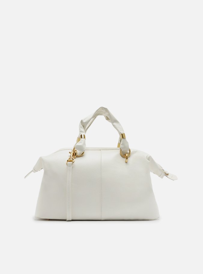 Bolsa Bowling Branca Couro Grande Tressê Maxi