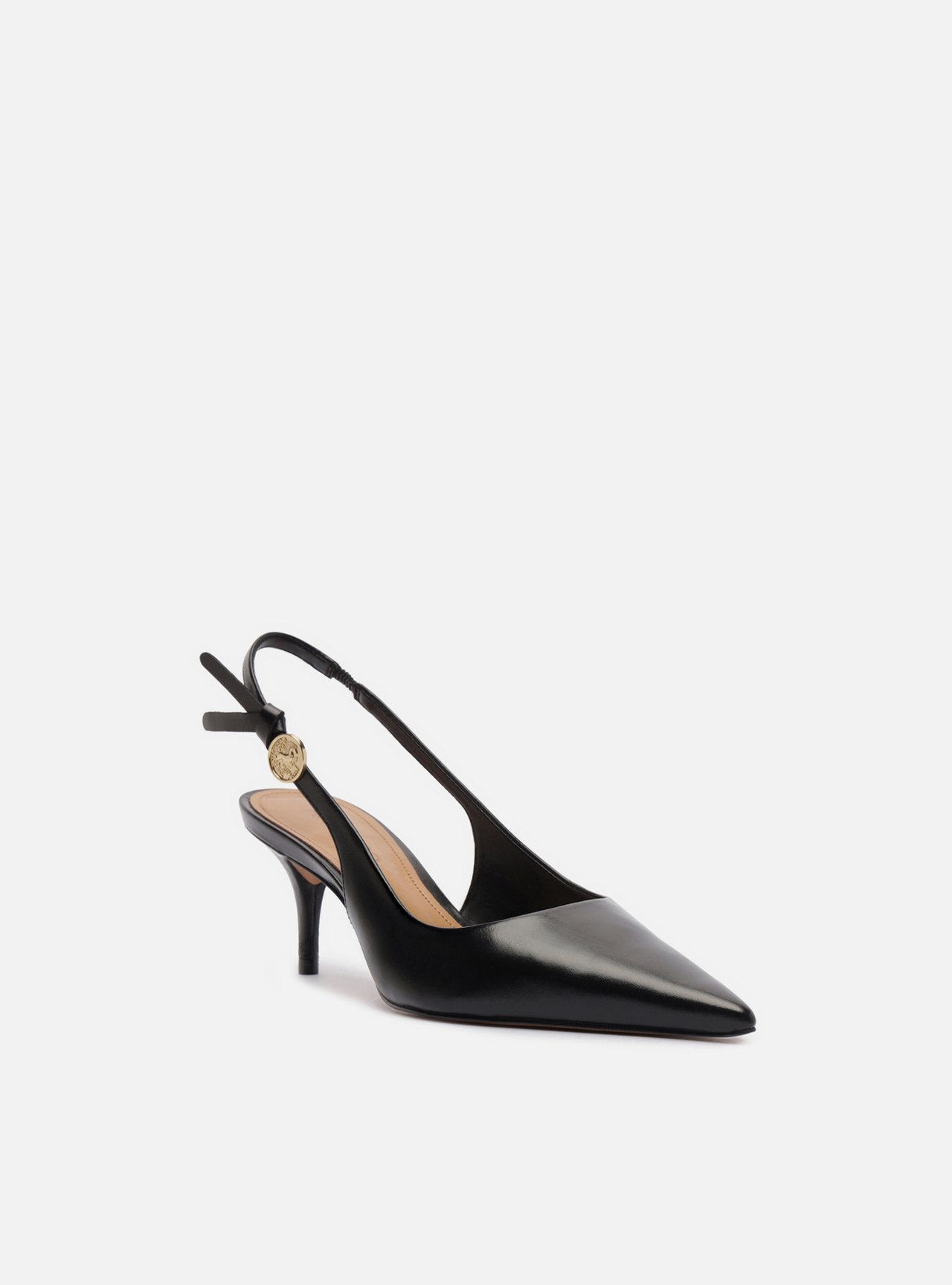 Scarpin Preto Couro Slingback Metal Heritage — foto 2