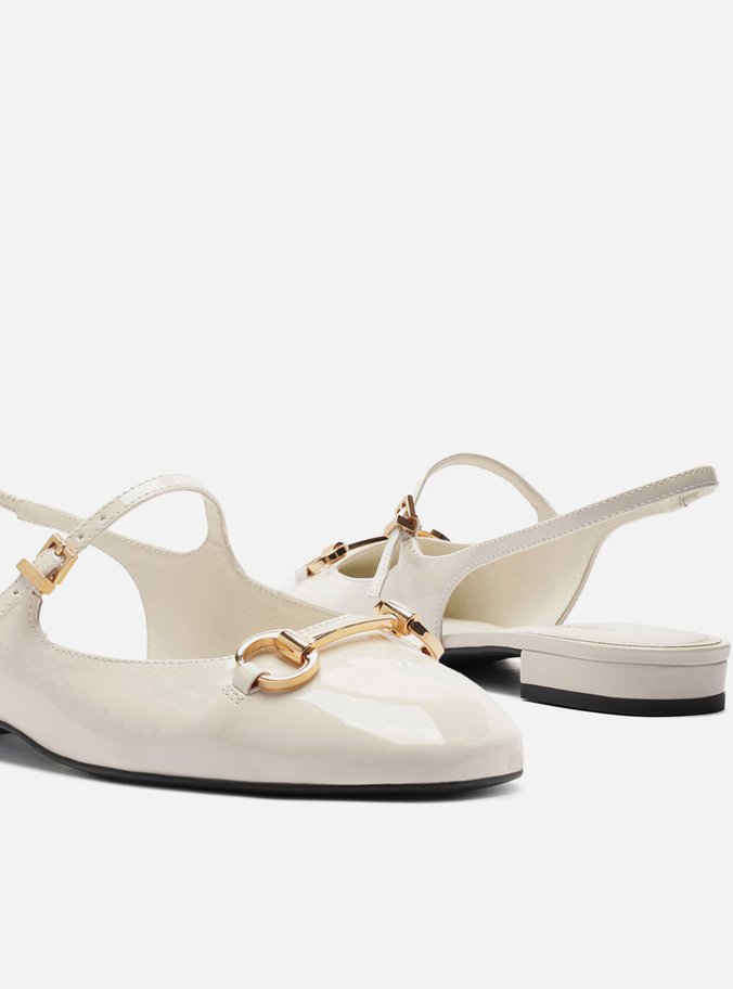 Sapatilha Boneca Branca Verniz Slingback Bridão