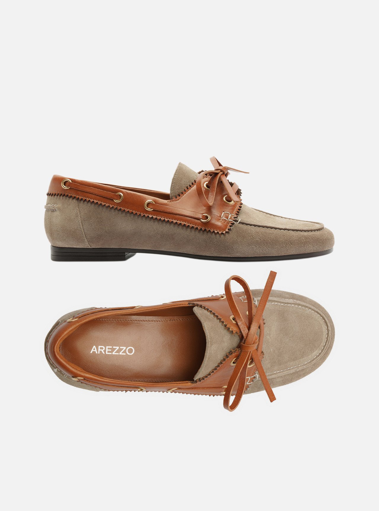 Mocassim Cinza Multimaterial Bico Redondo Laço — foto 5