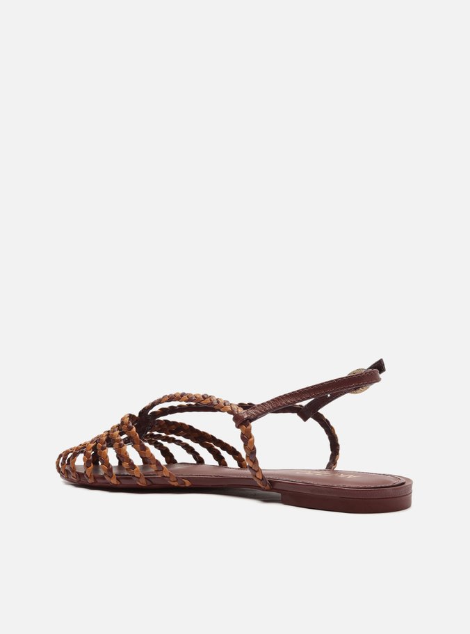 Sandália Rasteira Vinho Tiras Huarache