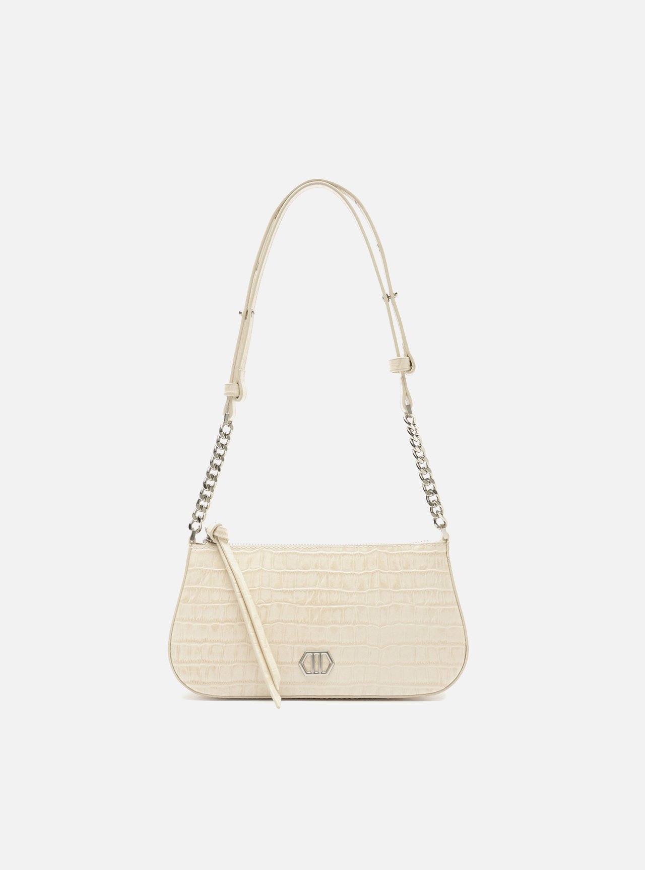 Bolsa Tiracolo Off White Couro Pequena Corrente