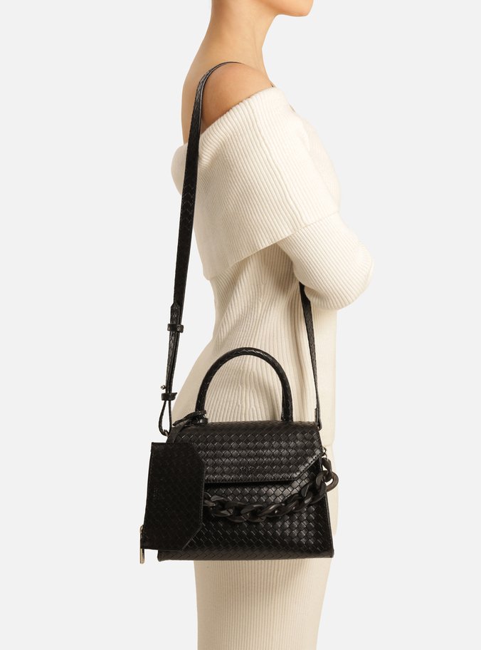 Bolsa Satchel Preta Iara Média Tressê