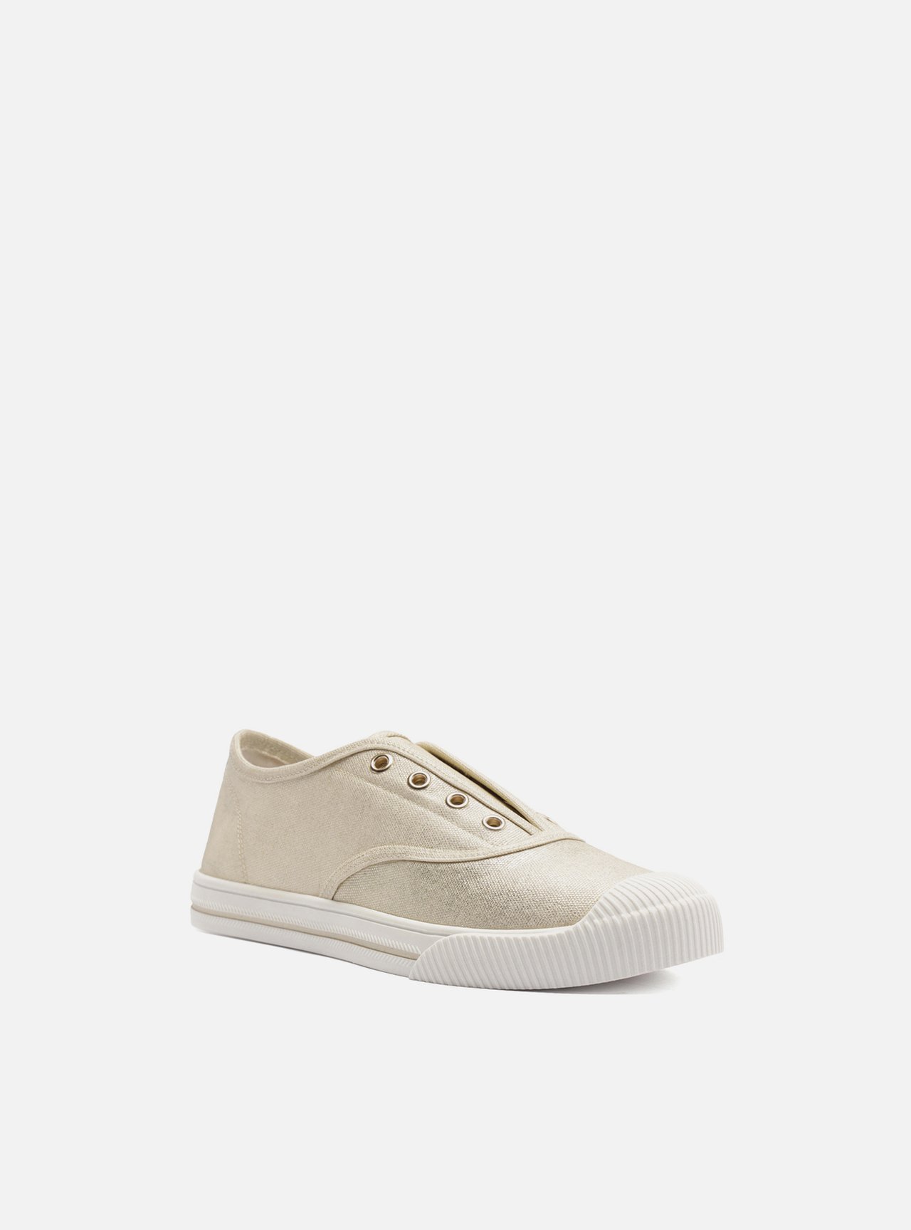 Tênis Slip On Dourado Lona Elástico — foto 2