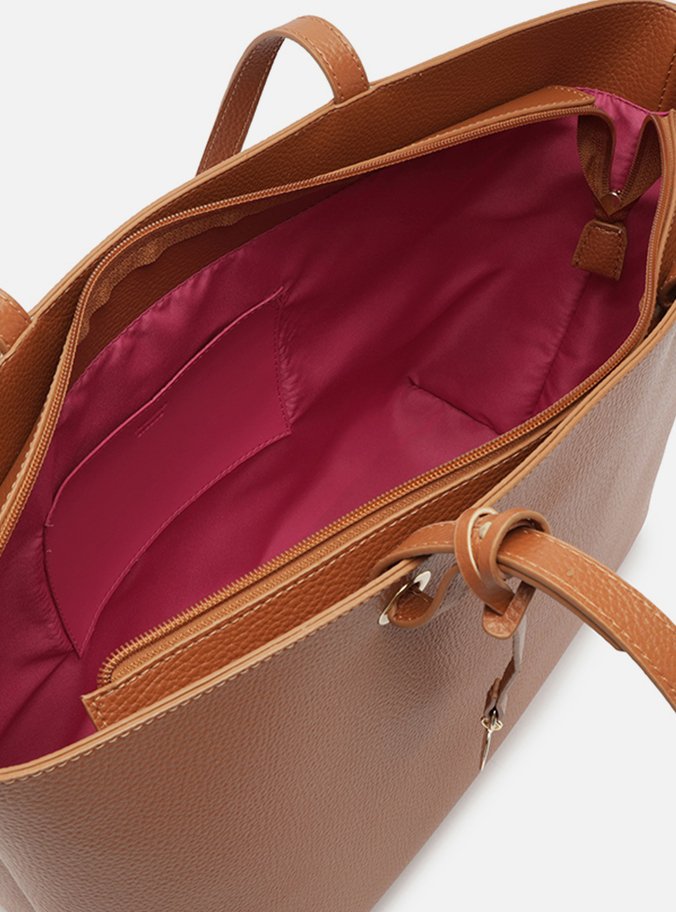 Bolsa Shopping Marrom Grande Charm Metal