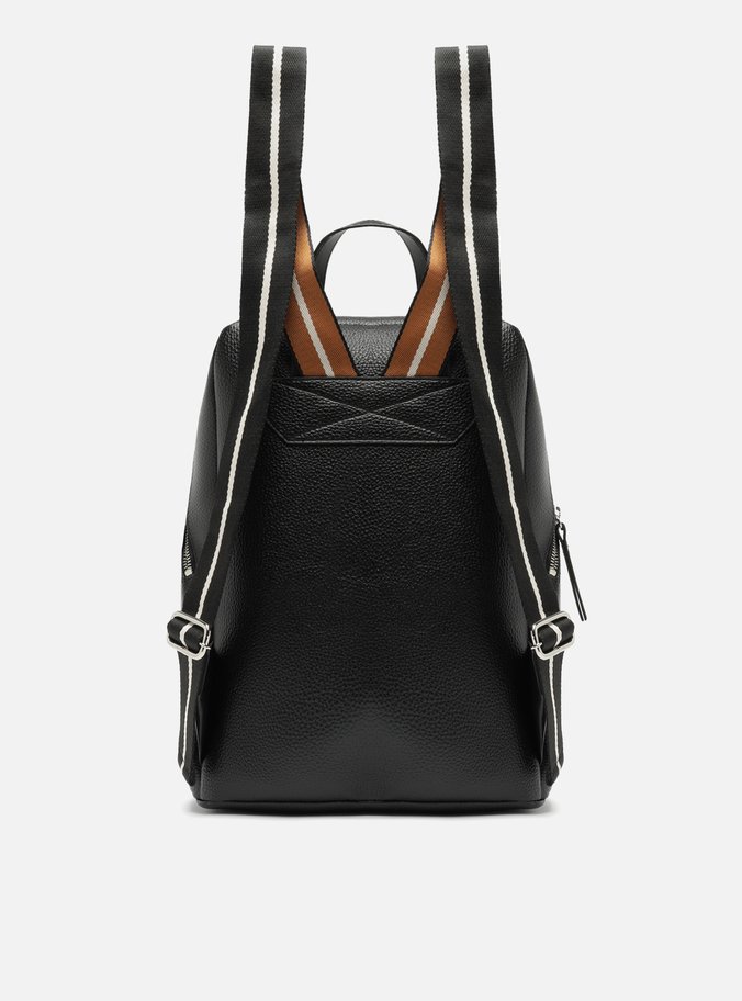 Mochila Preta Grande Bolso Frontal Suede